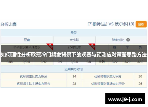 如何理性分析欧冠冷门频发背景下的观赛与预测应对策略思路方法